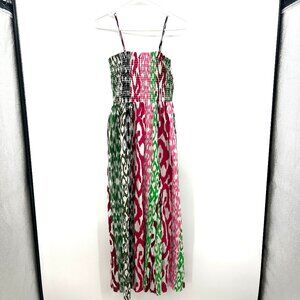 NWT Loft Beach Smocked Multicolor Cotton Maxi Dress Women's XS